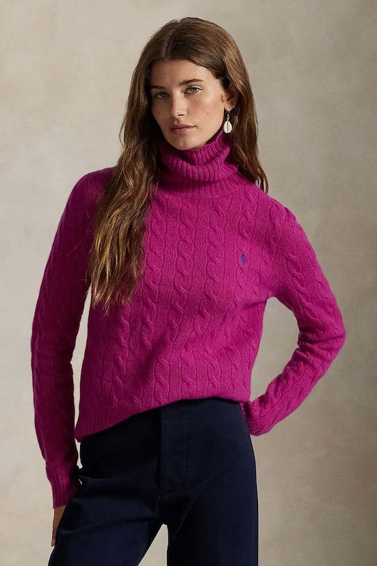 Polo Ralph Lauren sweter wełniany golf różowy 211888686