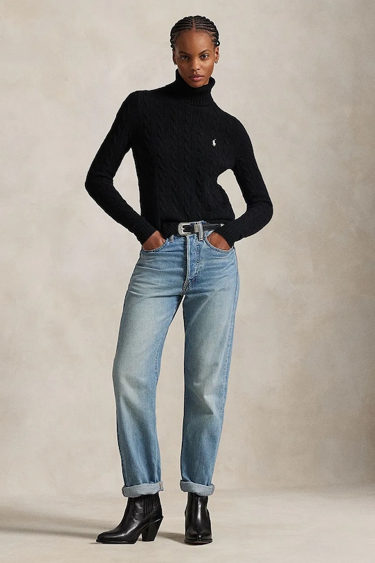 Odzież Polo Ralph Lauren sweter wełniany 211888686 czarny