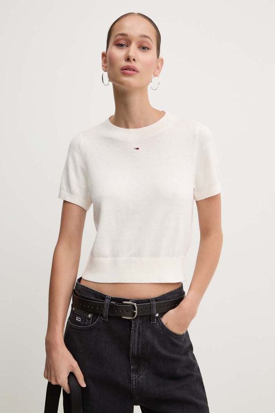 Pulover Tommy Jeans bez uzorka bež DW0DW18530