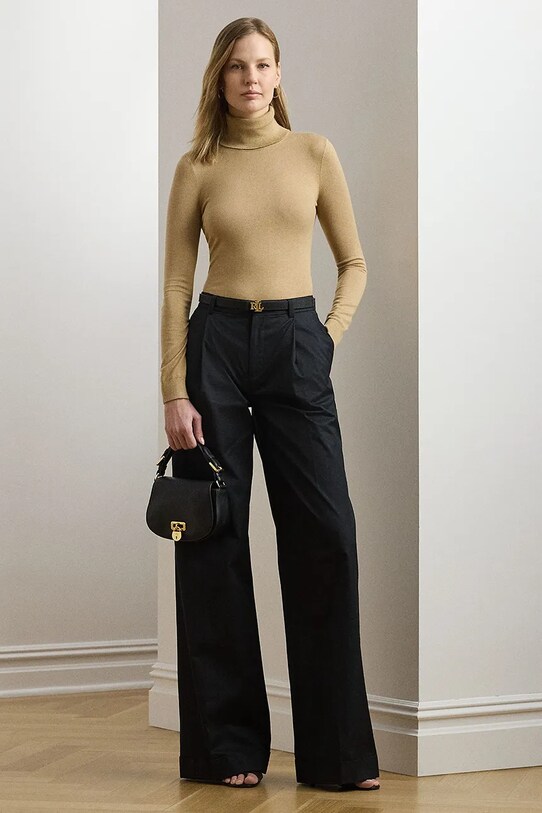 Odzież Lauren Ralph Lauren sweter z domieszką jedwabiu 200940470 beżowy