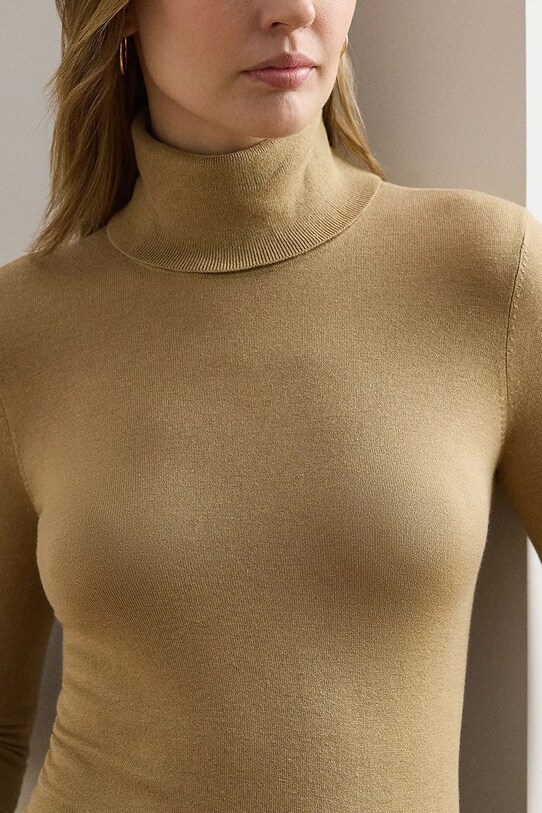 Lauren Ralph Lauren sweter z domieszką jedwabiu beżowy 200940470