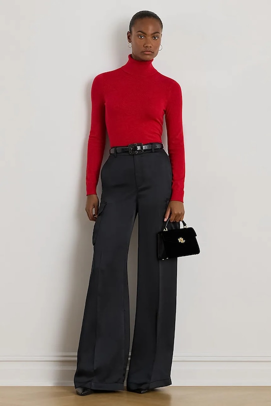 Odzież Lauren Ralph Lauren sweter z dodatkiem jedwabiu 200940470 czerwony