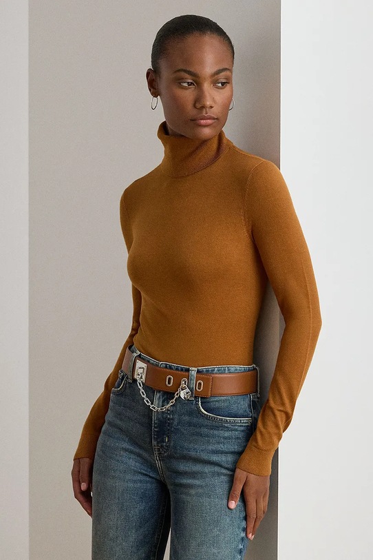 Lauren Ralph Lauren sweter z dodatkiem jedwabiu pozostałe brązowy 200940470