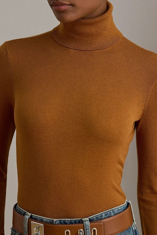 Lauren Ralph Lauren sweter z dodatkiem jedwabiu brązowy 200940470