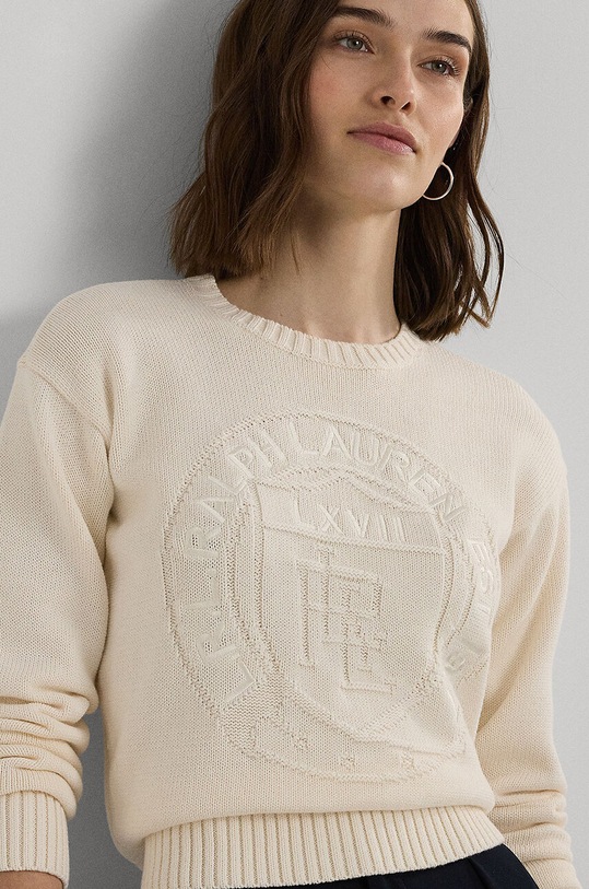 Bavlněný svetr Lauren Ralph Lauren béžová 200940590