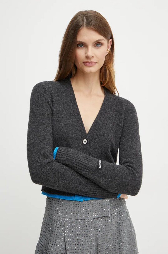 Шерстяной кардиган Pinko тонкий серый 104469.A277