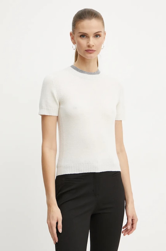 Pinko sweter wełniany okrągły beżowy 104342.A277