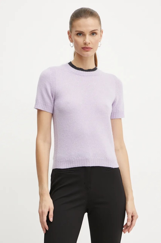 Pinko sweter wełniany okrągły fioletowy 104342.A277