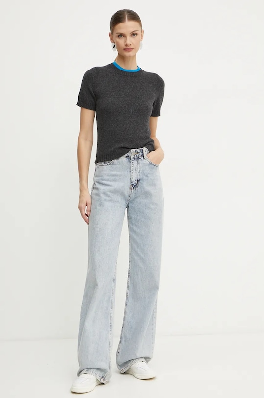 Pinko sweter wełniany 104342.A277 szary AW24