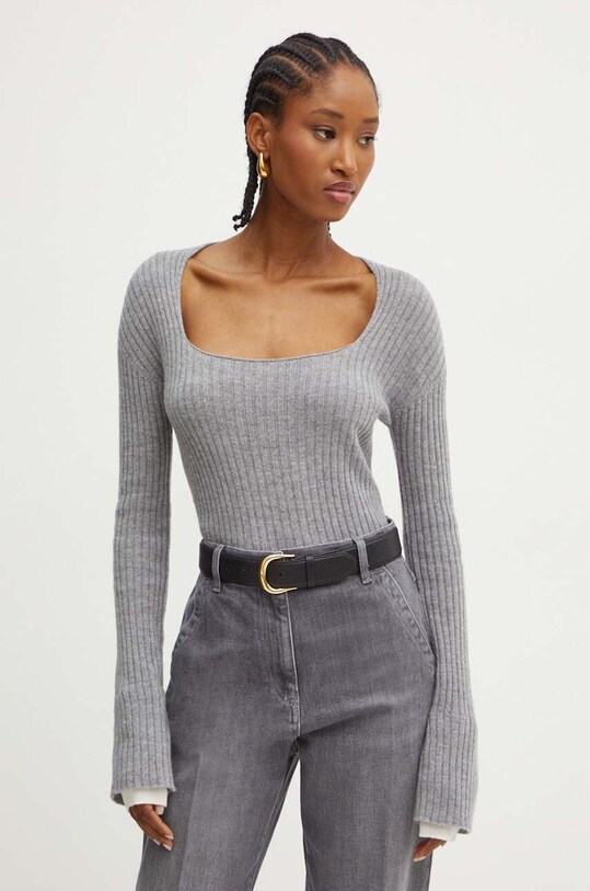 Pinko pulover de lana subtiri gri 104343.A278