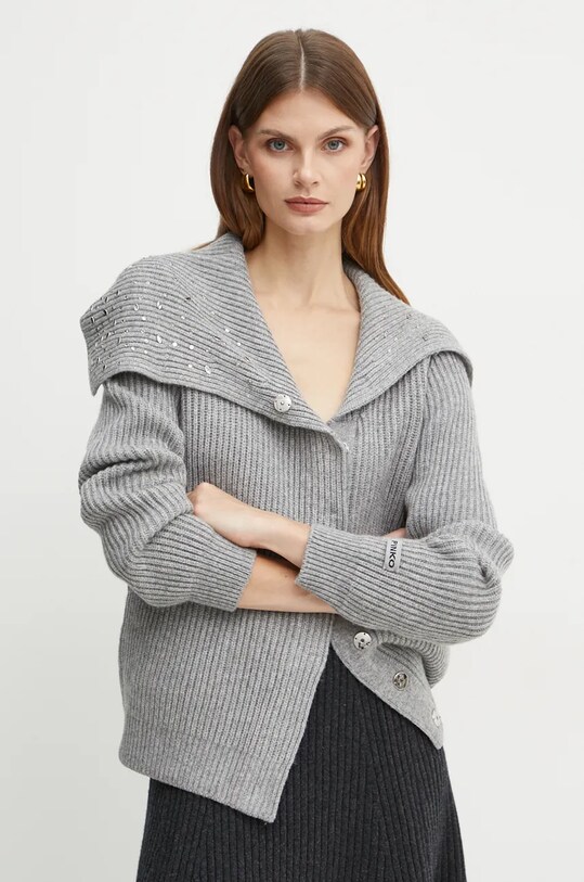 Свитер с примесью шерсти Pinko аппликация серый 104325.A27A