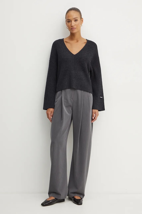 Pinko sweter wełniany 104389.A27B szary AW24