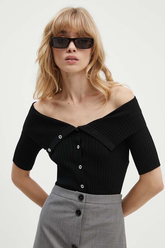 Miss Sixty cardigan 6L2RJ1570000 RJ1570 KNIT CARDIGAN subtiri negru 6L2RJ1570000