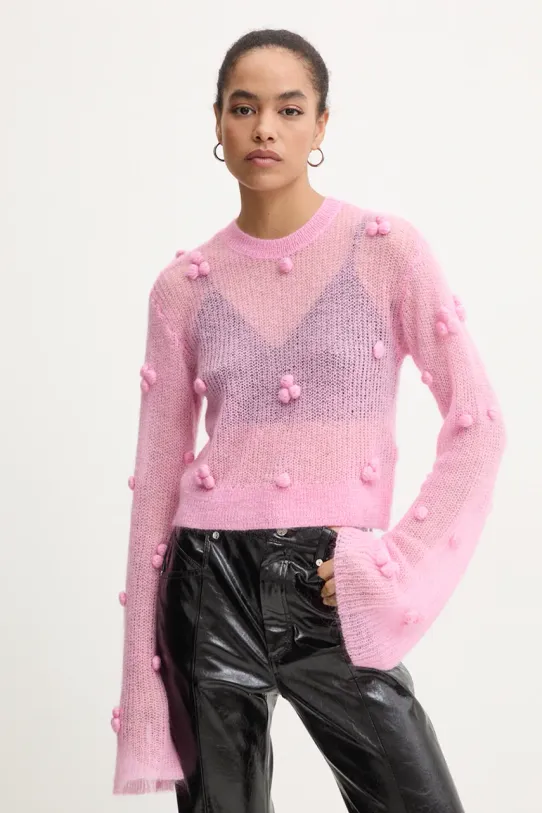 Rotate pulover de lână Light Knit Ls Sweater subtiri roz 1129992049