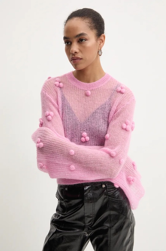 Rotate pulover de lână Light Knit Ls Sweater roz 1129992049