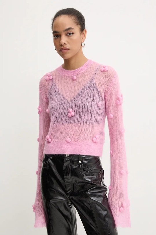 Rotate pulover de lână Light Knit Ls Sweater 1129992049 roz