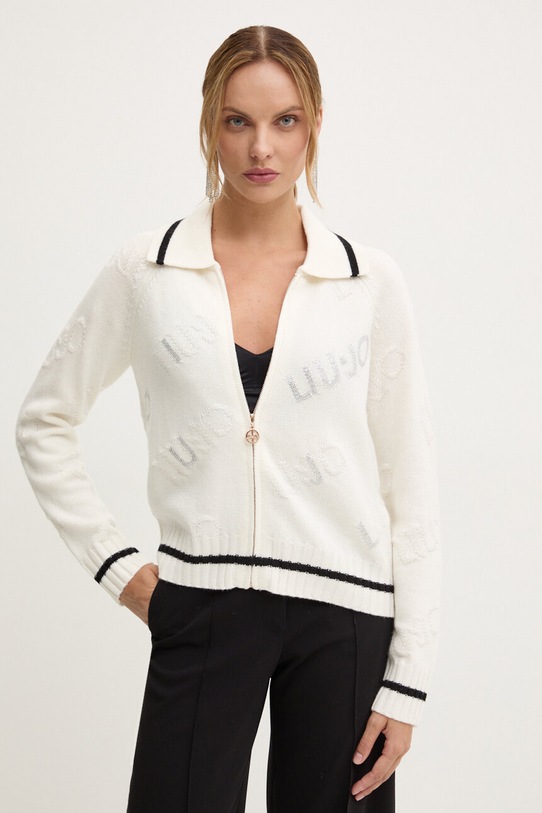 Liu Jo sweter z domieszką wełny beżowy TF4170.MS55L