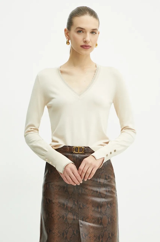 Liu Jo maglione scollo a V beige WF4007.MS49I