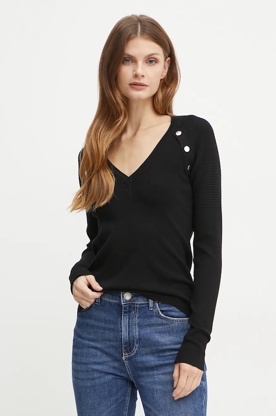 Sveter Liu Jo V výstrih čierna WF4011.MS99E