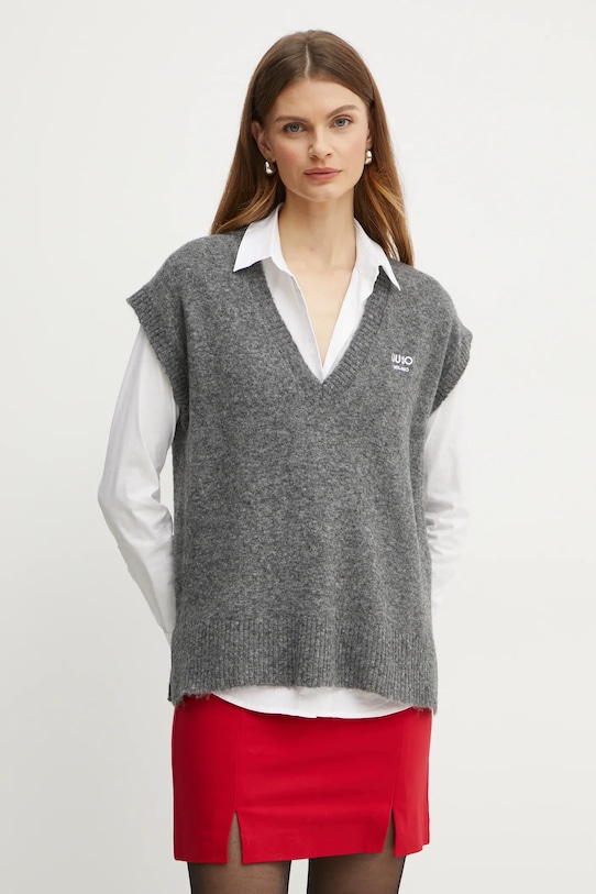 Γιλέκο από μείγμα μαλλιού Liu Jo λεπτό γκρί WF4432.MA49P