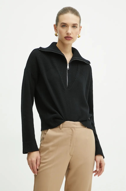 Vuneni pulover Liu Jo bez uzorka crna WF4435.MS009