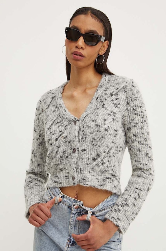 Ζακέτα από μίγμα μαλλιού Moschino Jeans με μείγμα μαλλιού γκρί 0904.8202