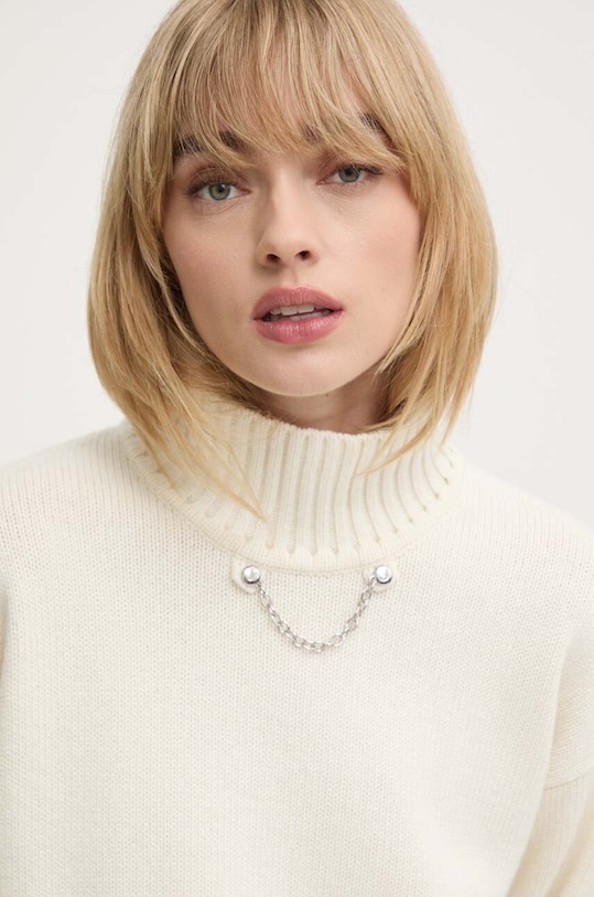 Svetr z vlněné směsi Moschino Jeans béžová 0906.8204