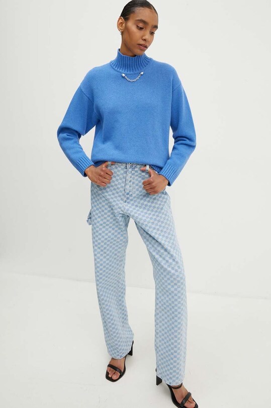 Pulover s dodatkom vune Moschino Jeans 0906.8204 plava AW24