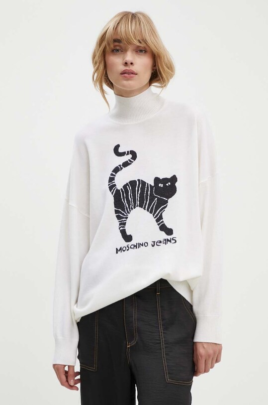Moschino Jeans gyapjú pulóver gyapjú bézs 0912.8203