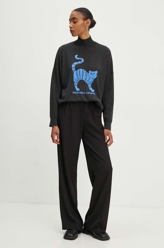 Moschino Jeans sweter wełniany 0912.8203 szary AW24