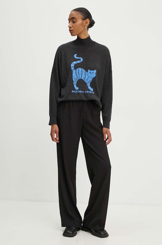 Vlněný svetr Moschino Jeans 0912.8203 šedá AW24