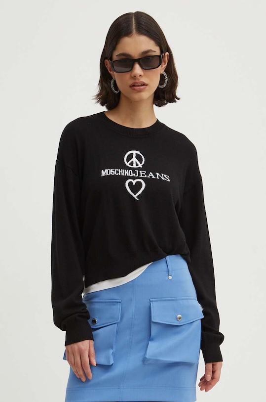Moschino Jeans pulover de lana subtiri negru 0932.8203