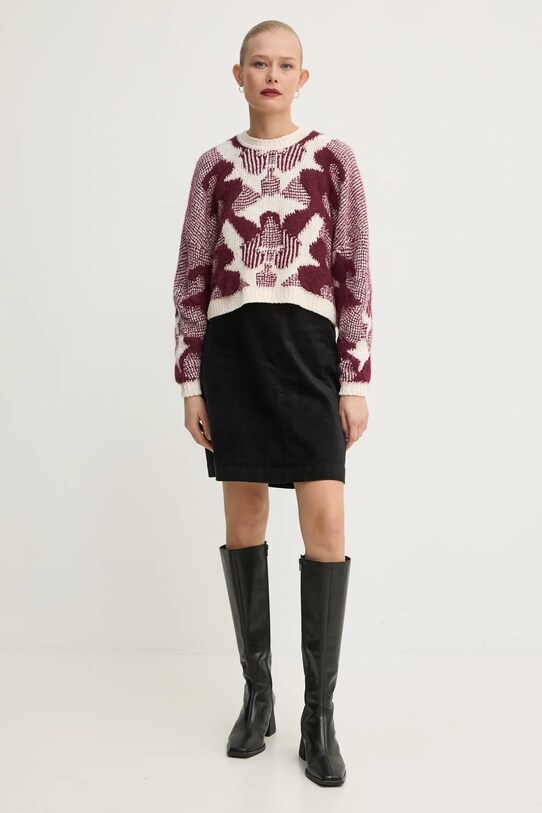 BA&SH sweter z domieszką wełny 1H24RORA bordowy AW24