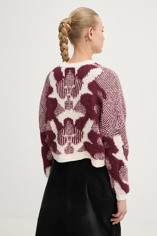 Odzież BA&SH sweter z domieszką wełny 1H24RORA bordowy