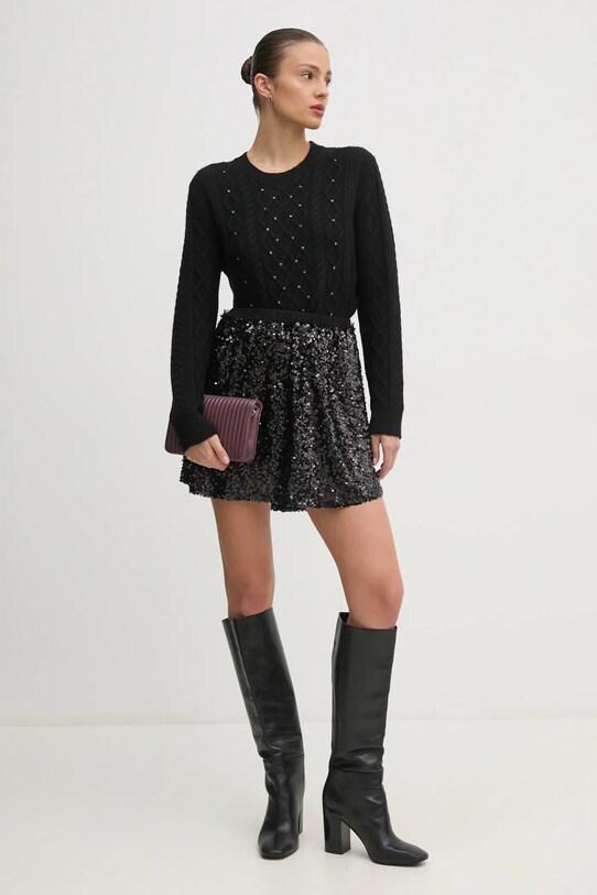 Πουλόβερ με προσθήκη μαλλιού United Colors of Benetton 1QCSD10CC μαύρο AW24