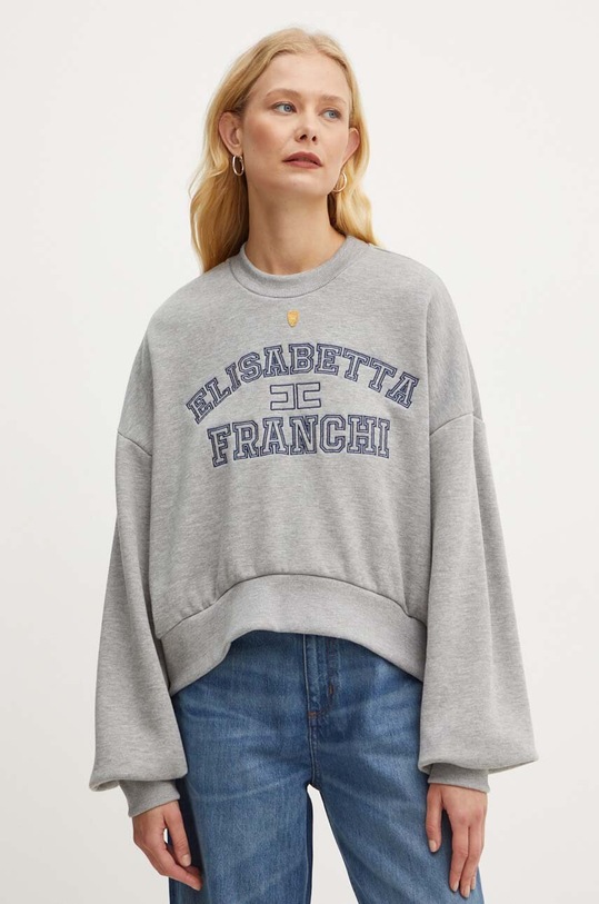 Mikina Elisabetta Franchi bez kapuce šedá MD00346E2