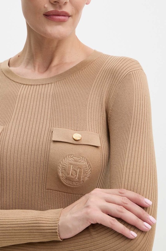 Elisabetta Franchi pulover din amestec de mătase MK10B46E2 bej