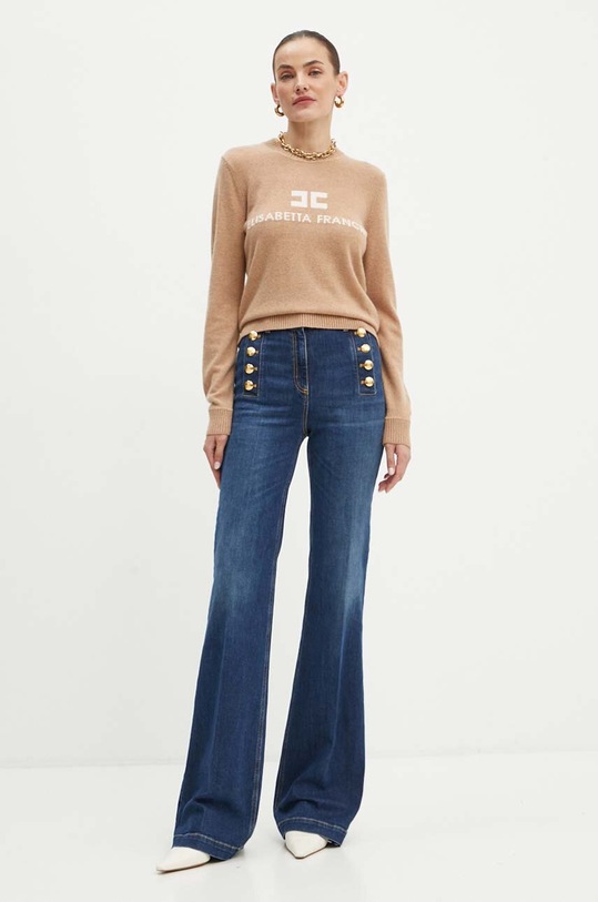 Elisabetta Franchi pulover de lana MK64S46E2 bej AW24