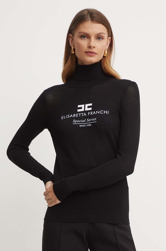 Elisabetta Franchi maglione scollo a collo alto nero MK82Q46E2