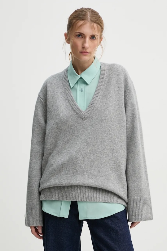 Herskind pulover de lana Dicte grosime medie gri 5337974