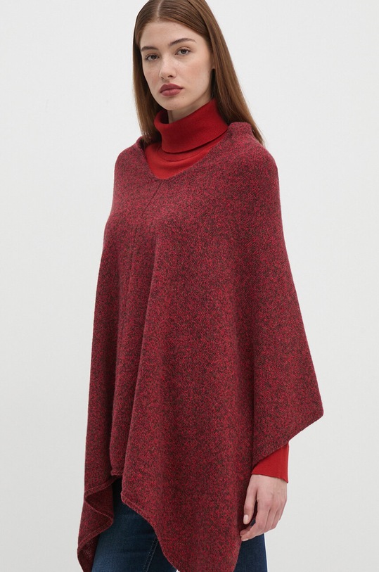 United Colors of Benetton poncho wełniane wełna czerwony 103MDU004