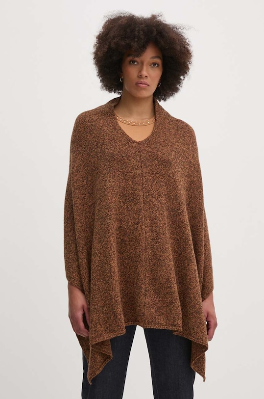 United Colors of Benetton poncho wełniane wełna brązowy 103MDU004