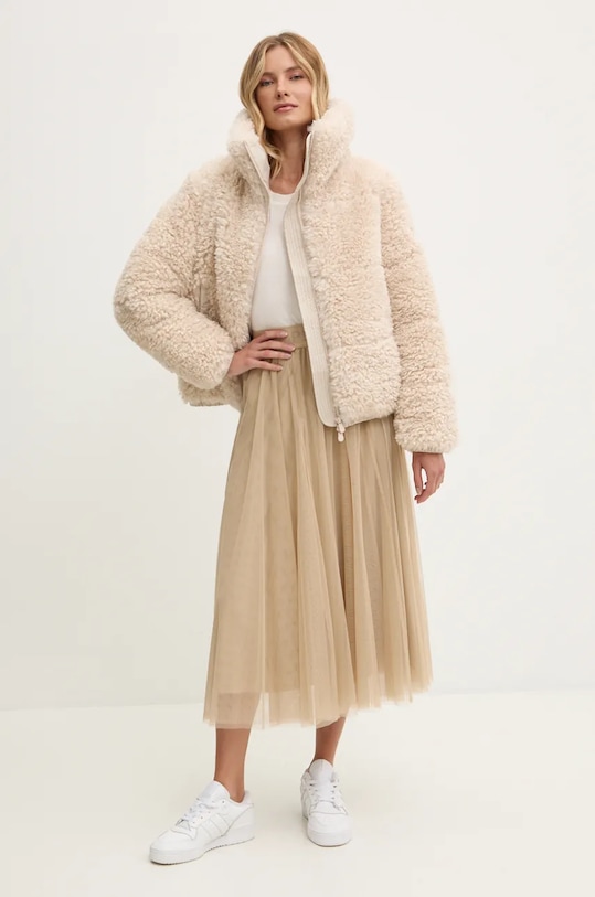 United Colors of Benetton sweter z domieszką jedwabiu 1ZRED10BL beżowy AW24