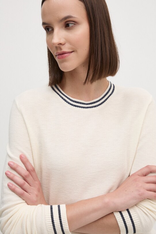 United Colors of Benetton sweter z domieszką jedwabiu beżowy 1SMYE10B8