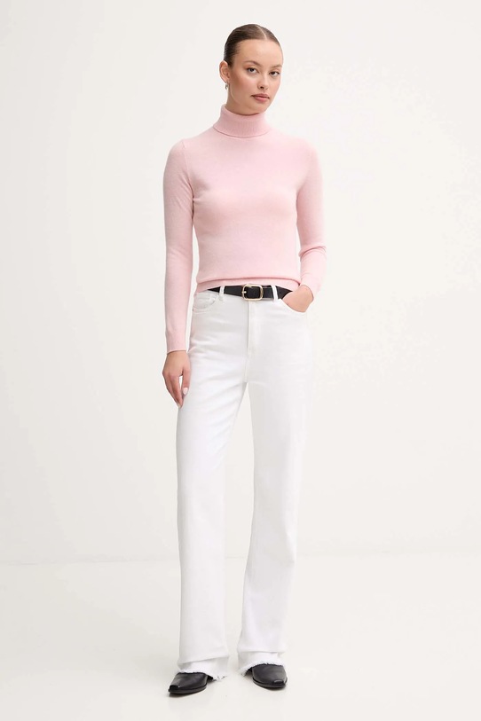 United Colors of Benetton sweter wełniany 1002D2348 różowy AW25