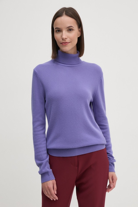 United Colors of Benetton maglione in lana scollo a colletto alto violetto 1002D2348