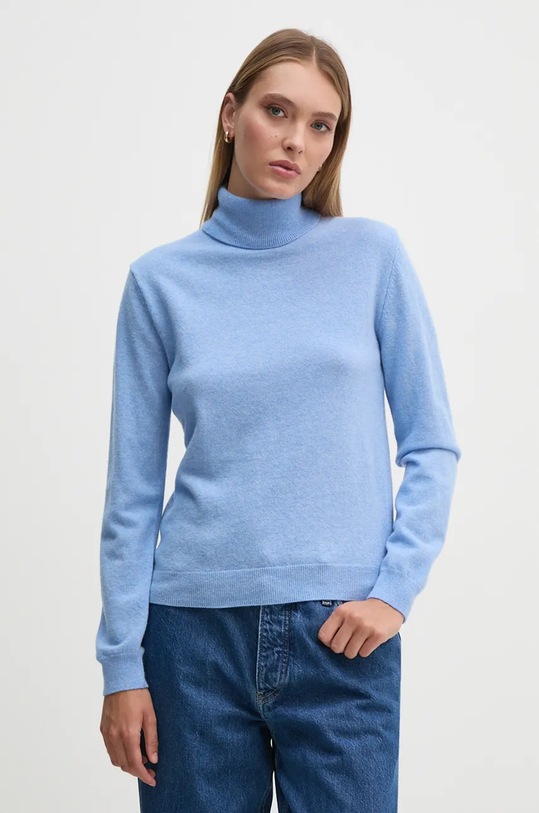 United Colors of Benetton maglione in lana scollo a collo alto blu 1002D2348