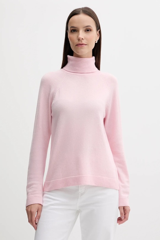 United Colors of Benetton sweter z dodatkiem wełny golf różowy 1035D2551