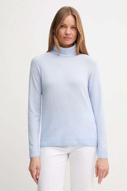 United Colors of Benetton sweter z dodatkiem wełny golf niebieski 1035D2551