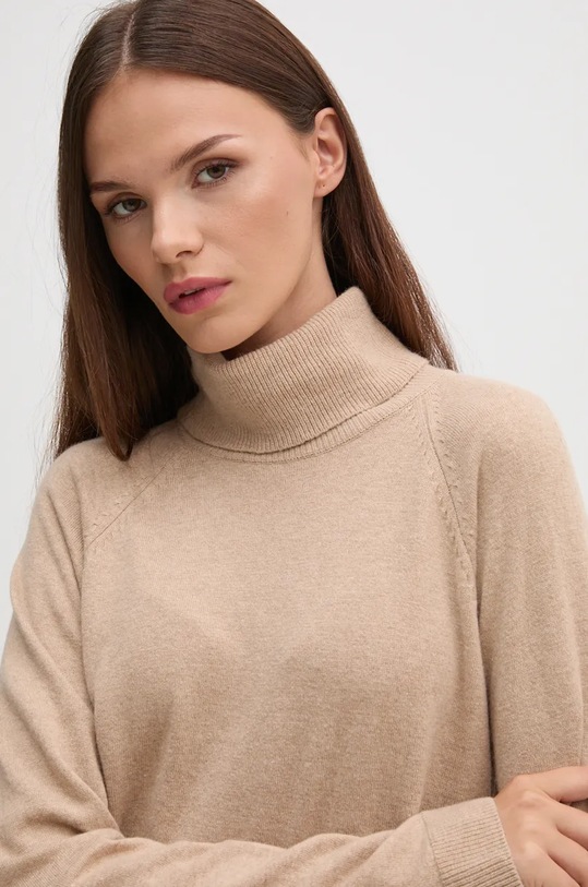 United Colors of Benetton sweter z dodatkiem wełny beżowy 1035D2551